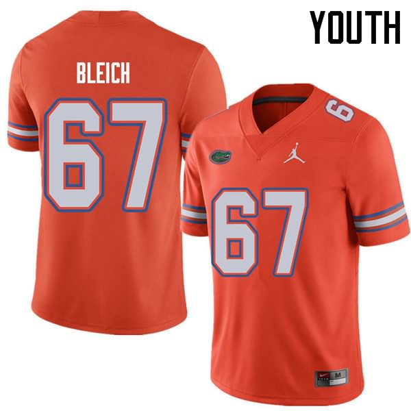 Youth NCAA Florida Gators Christopher Bleich #67 Stitched Authentic Jordan Brand Orange College Football Jersey NBK0365ED